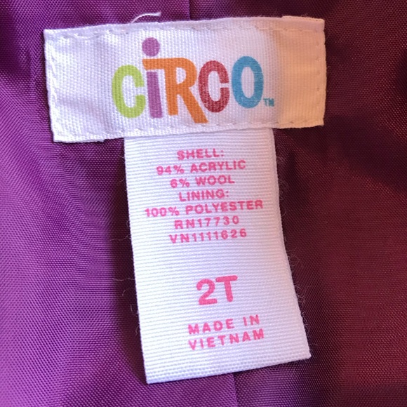 Circo Long Plaid Wool Blend Coat Size 2T - Picture 3 of 6